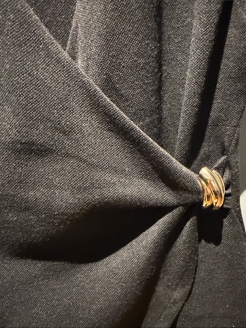 Maeve Anthropologie Black Sleeveless Wrap Top with Gold Ring - Picture 8 of 8